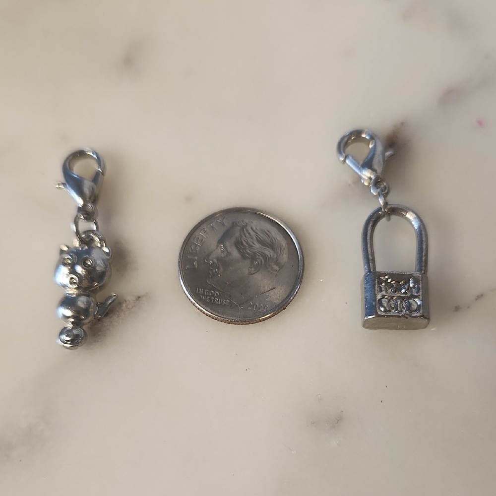 925 Silver Cat & Lock Charm Set  NEW (Great 🔥 Deal)